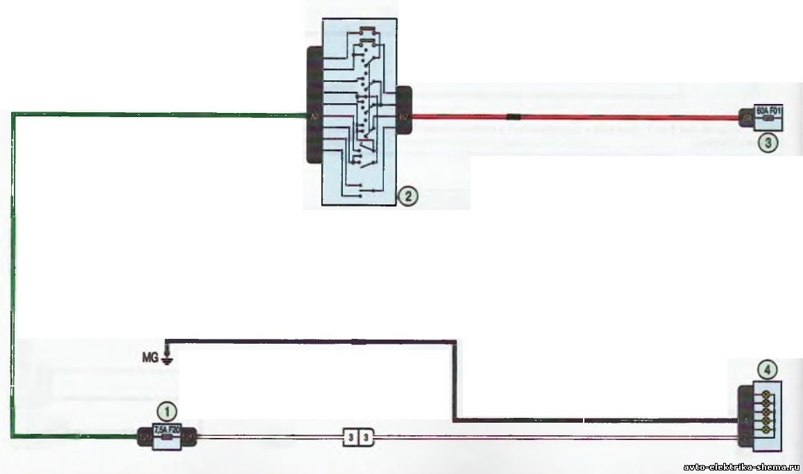 Схема электрооборудования Lada Largus, Задний противотуманный фонарь