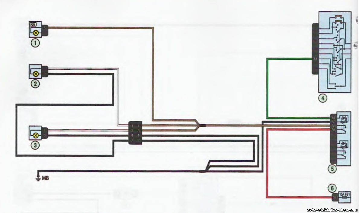 Схема электрооборудования Lada Largus, Противотуманные фары