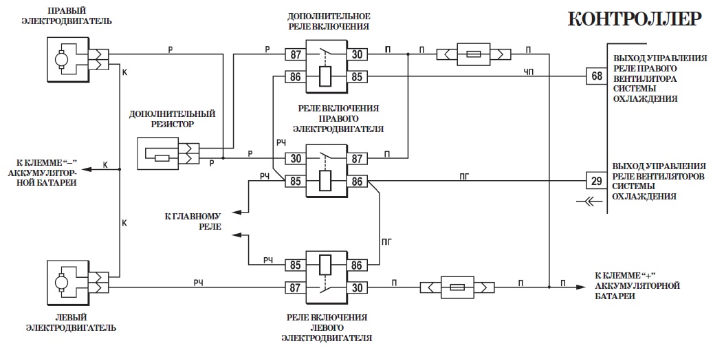 Схема подключения вентиляторов охлаждения на Бош 7.9.7