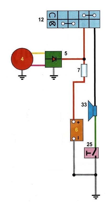 Схема заряда АКБ и звуковой сигнал мопеда Альфа
