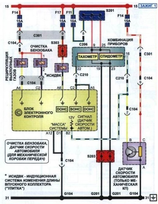 Схема электрооборудования Daewoo Lanos