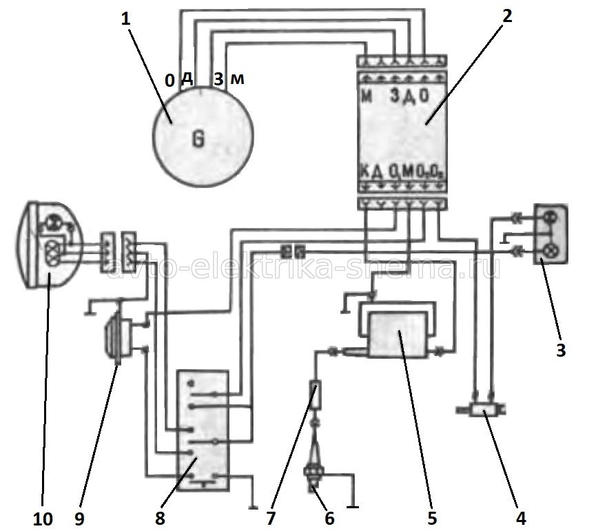 Схема электрооборудования мокика Карпаты с двигателем Ш62