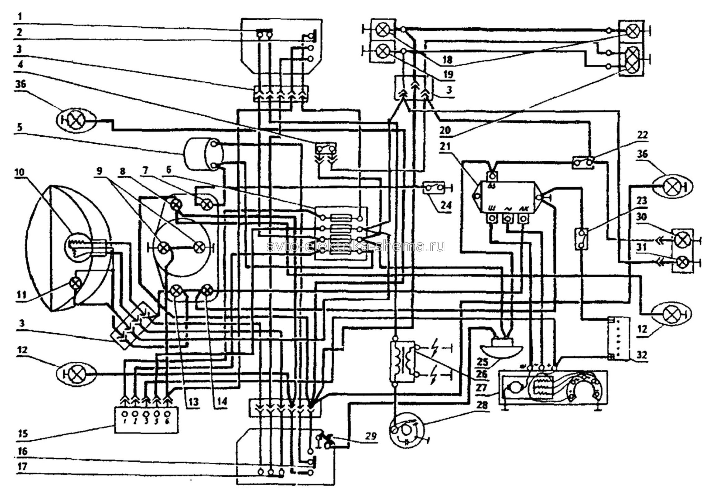 Схема электрооборудования мотоциклов Урал ИМЗ-3.103-10; ИМЗ-8.103-30; ИМЗ-8.103-40 и ИМЗ-8.123