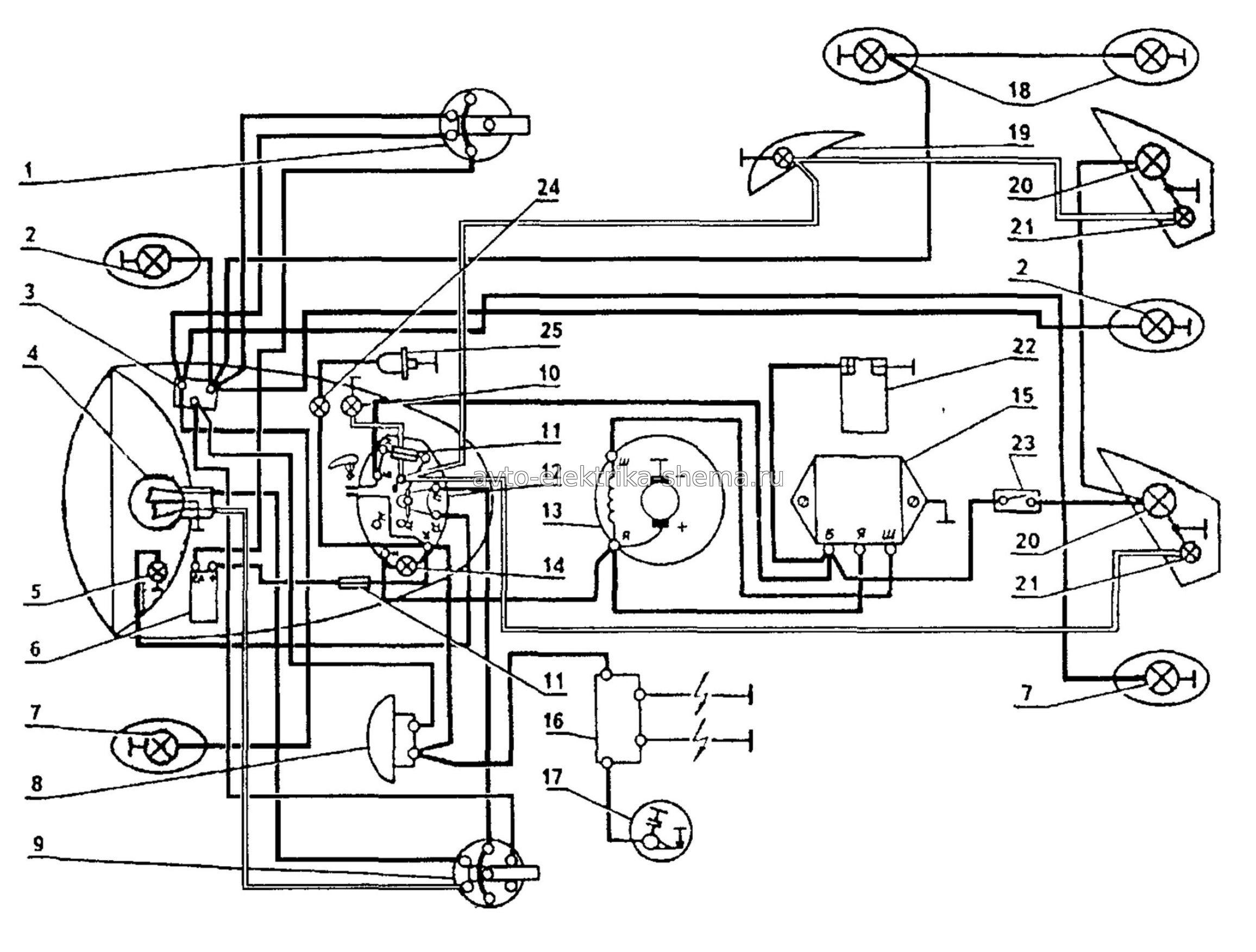Схема электрооборудования мотоциклов Урал М62, М63, М66