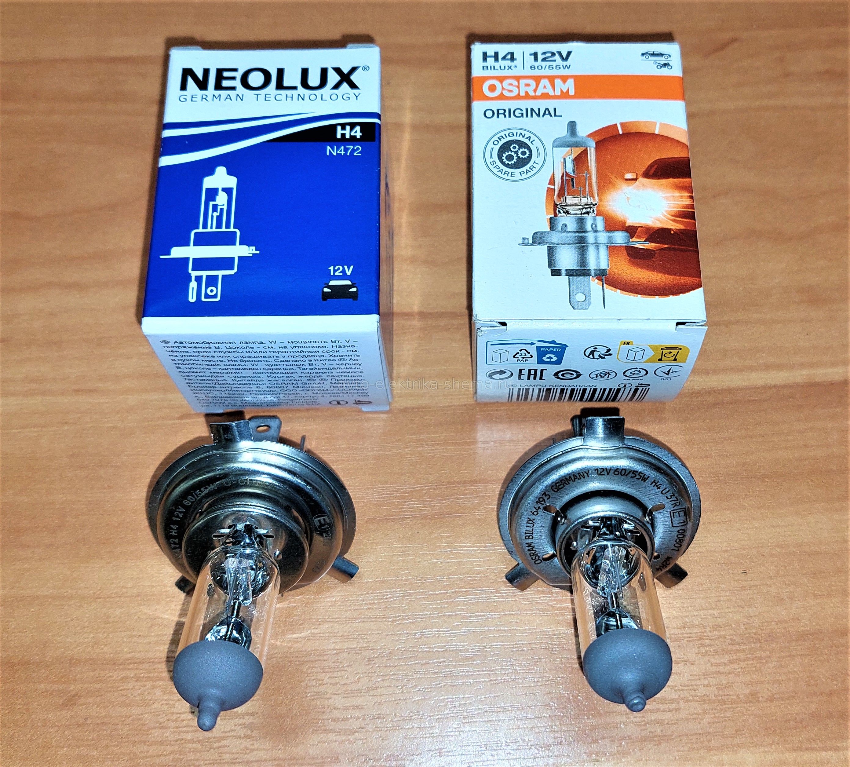 Сравнение ламп H4 Neolux и Osram