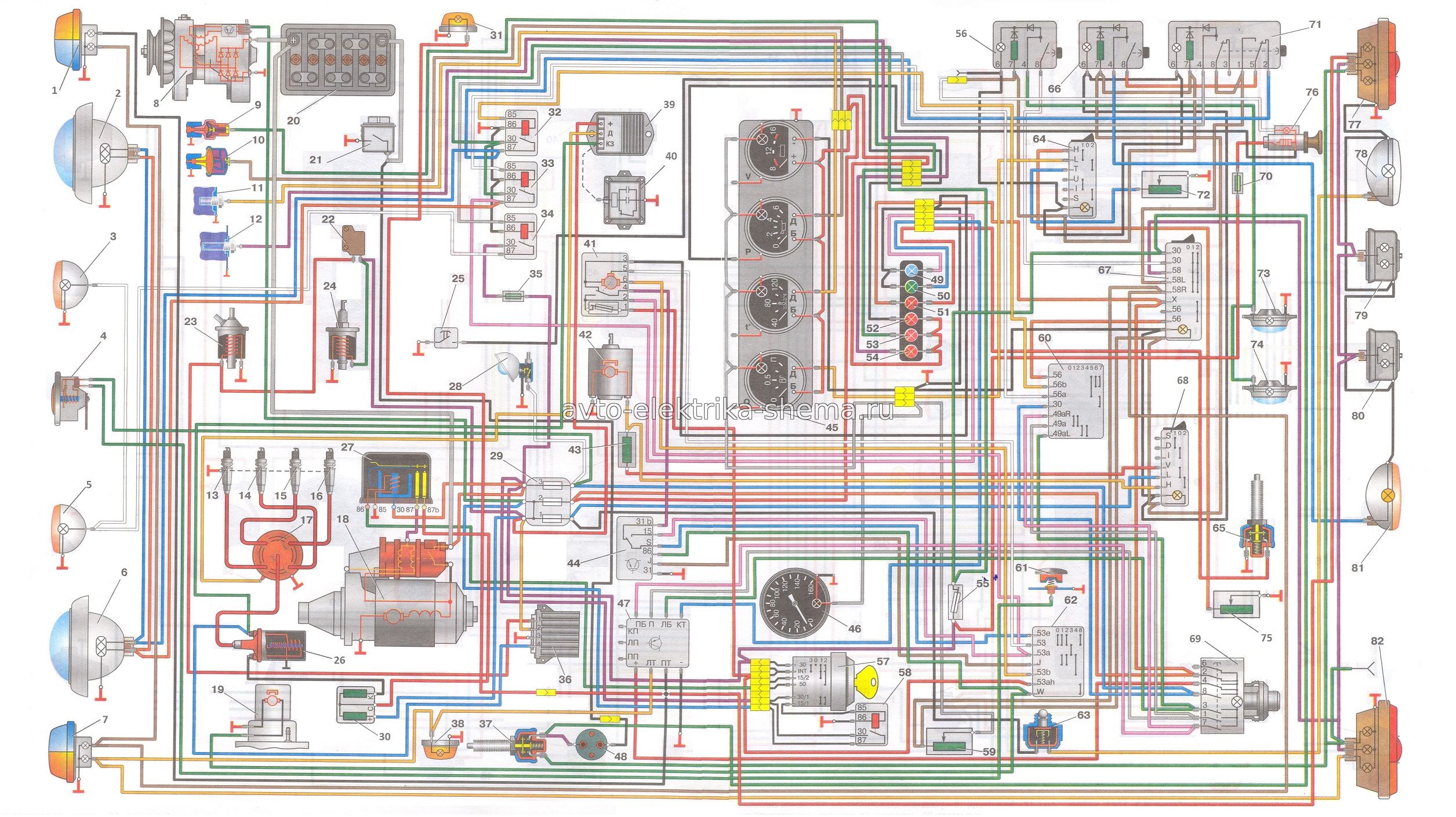 Схема электрооборудования автомобиля УАЗ-3153