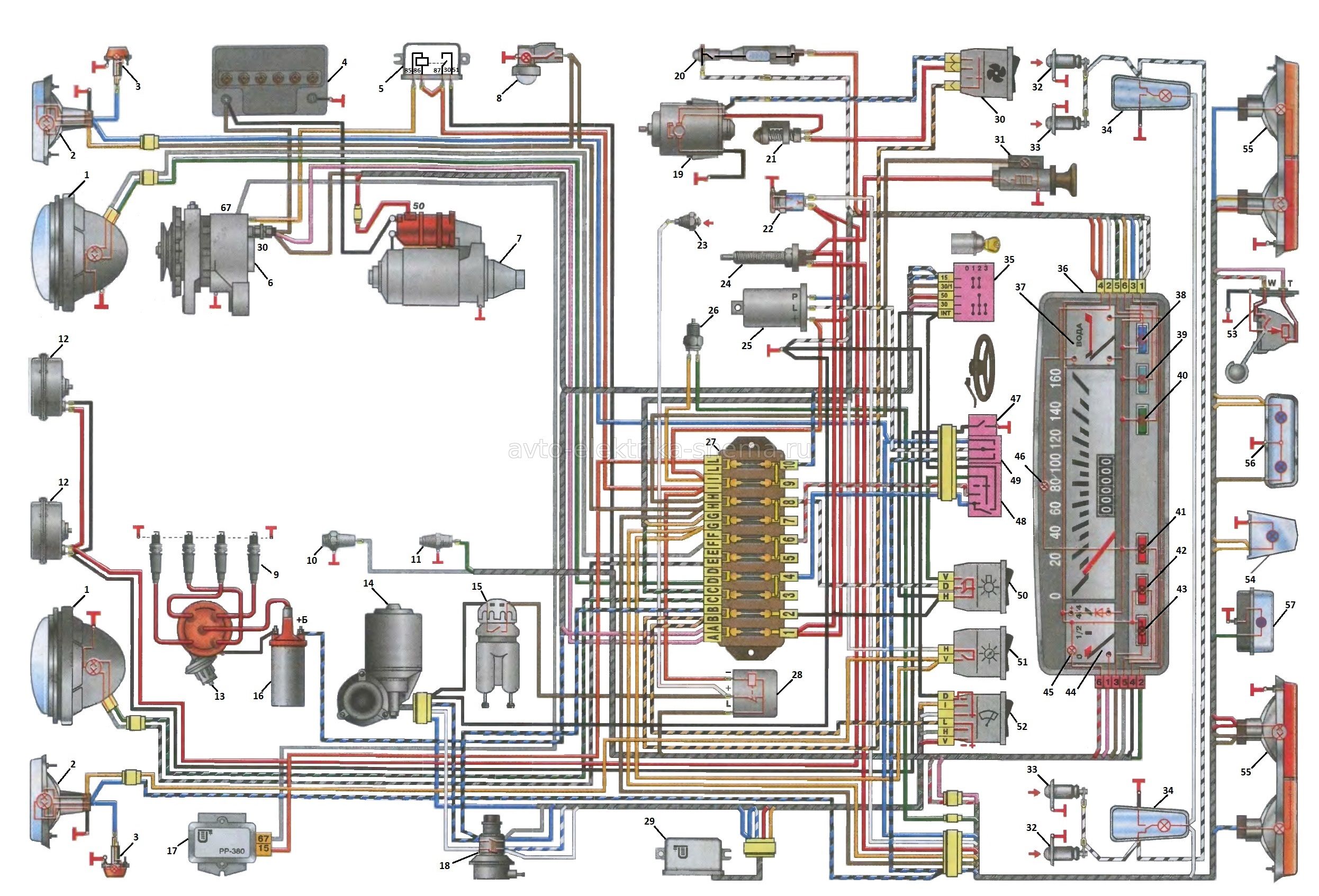 Схема электрооборудования ВАЗ-2101