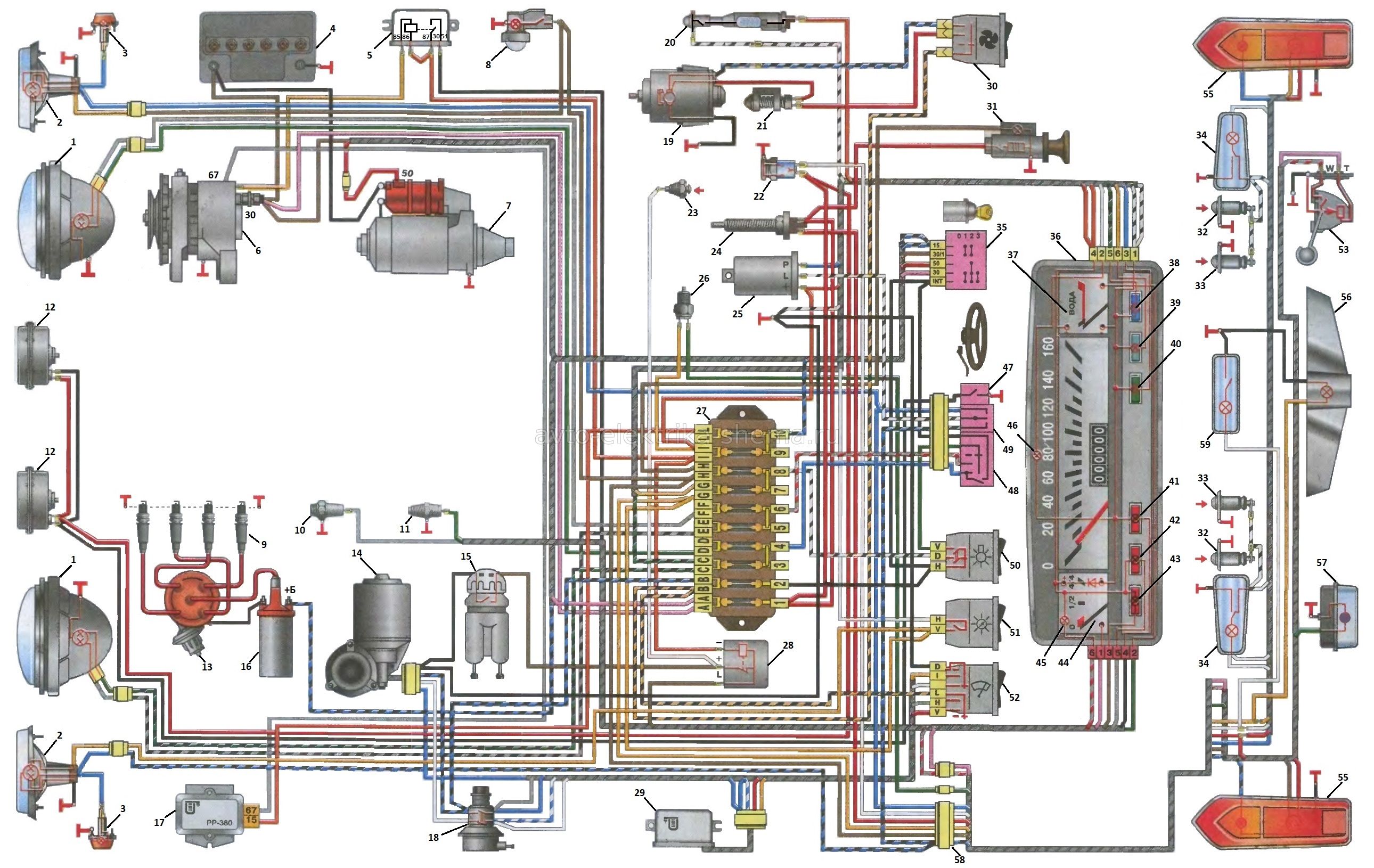 Схема электрооборудования ВАЗ-2102