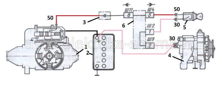 Схема системы пуска двигателя ВАЗ-2105