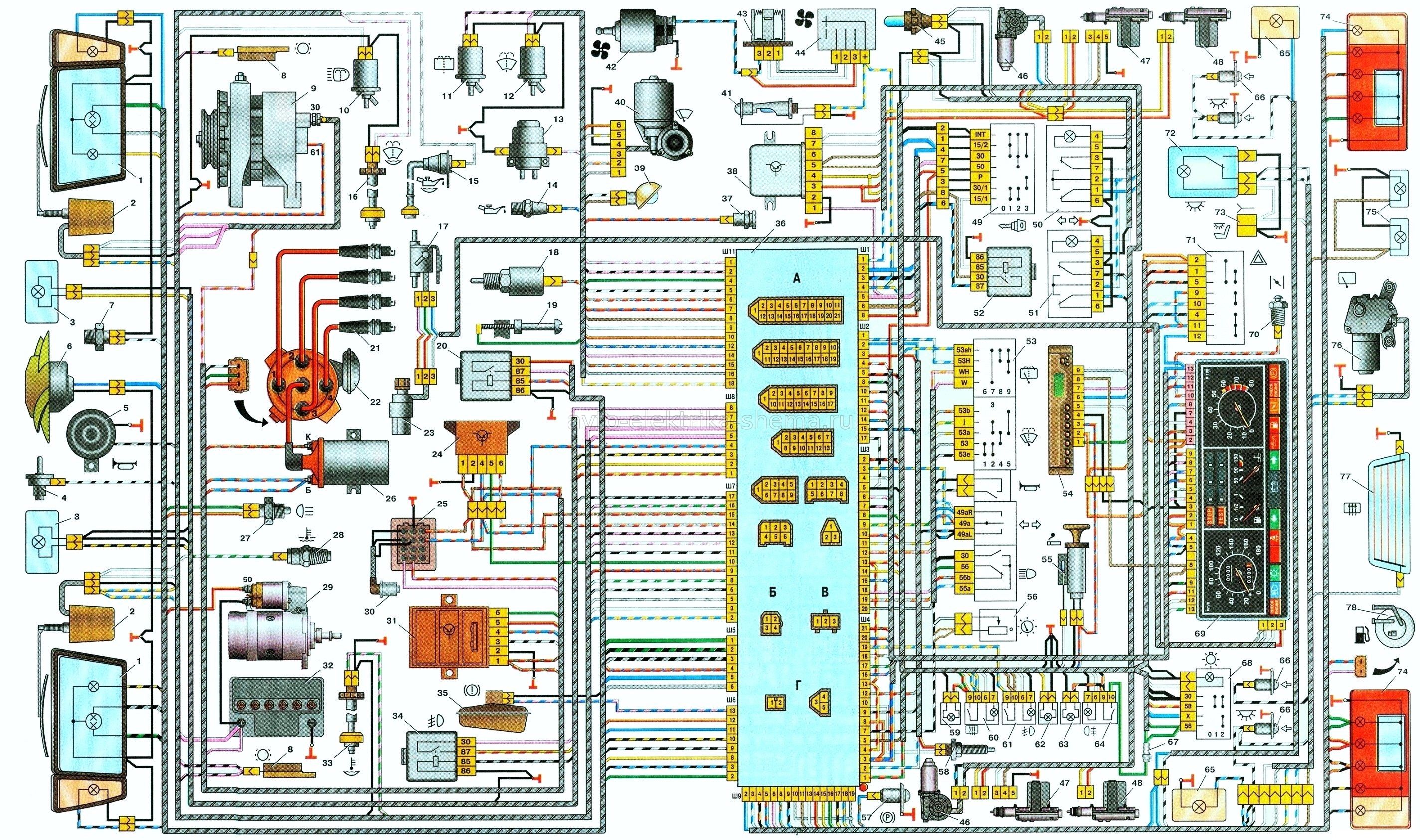 Схема электрооборудования ВАЗ-2109