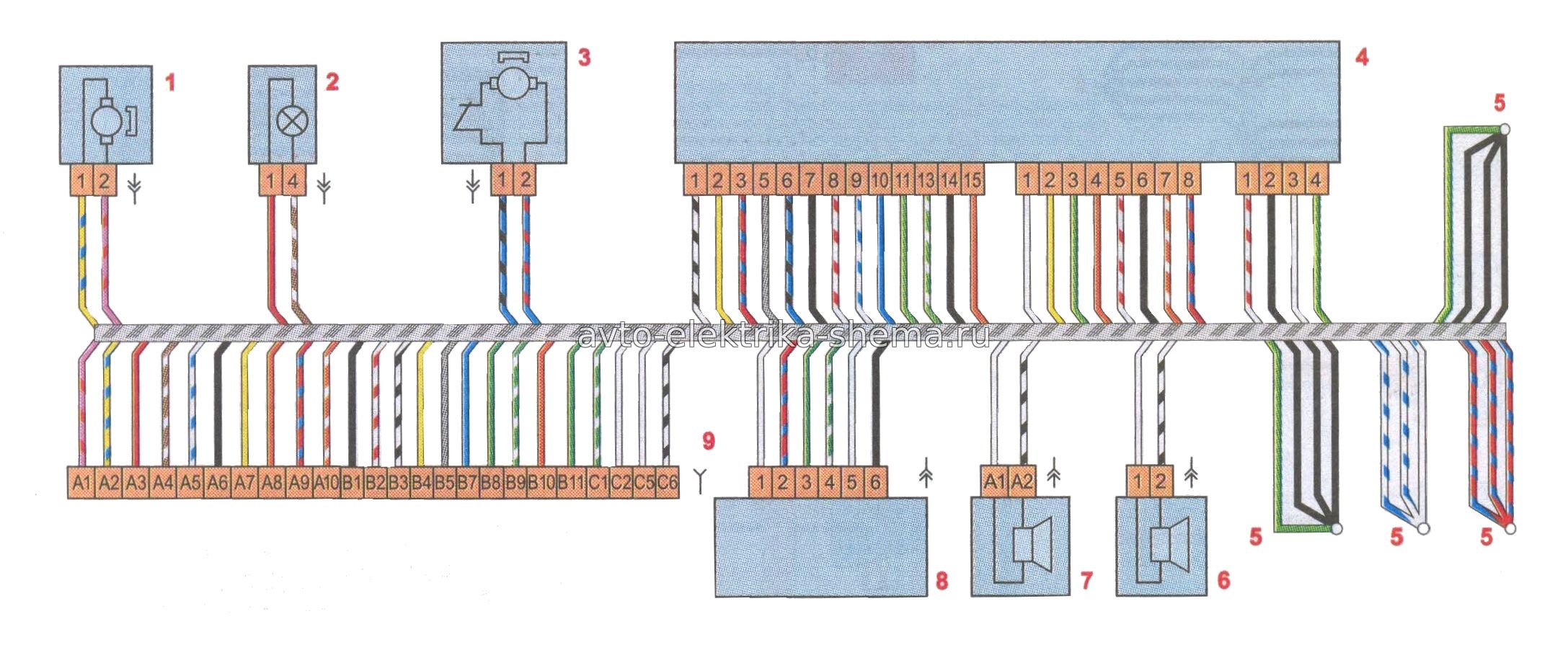 Схемы электрооборудования Лада Веста (Lada Vesta), Схема соединений жгута проводов передней левой двери
