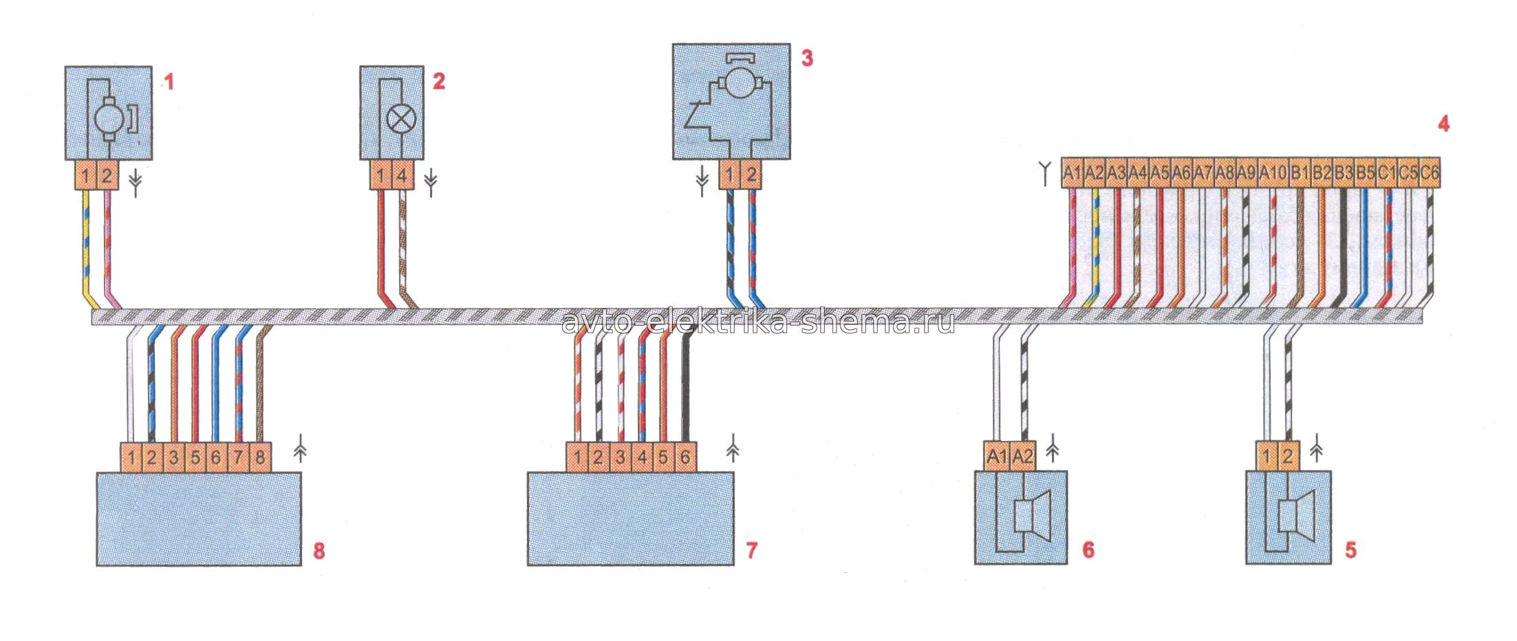 Схемы электрооборудования Лада Веста (Lada Vesta), Схема соединений жгута проводов передней правой двери