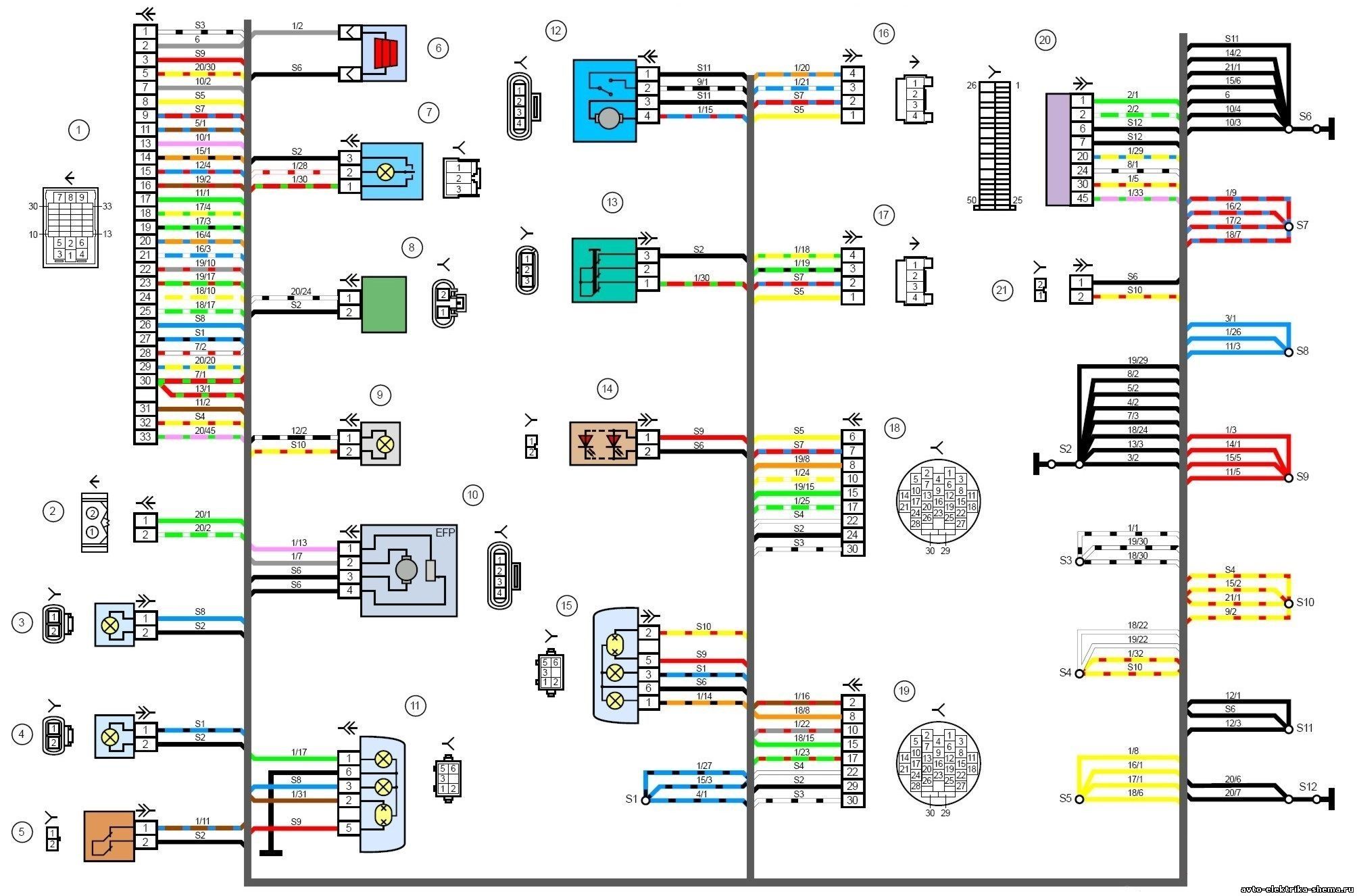 Схема электрооборудования Ваз - 2190 Лада Гранта, Схема электрооборудования задней части автомобиля