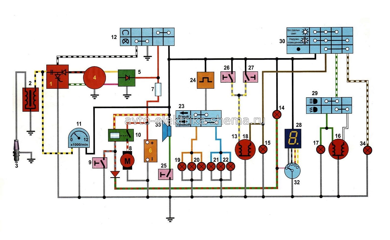 Схема электрооборудования мопедов Альфа (Alpha), Дельта, Орион