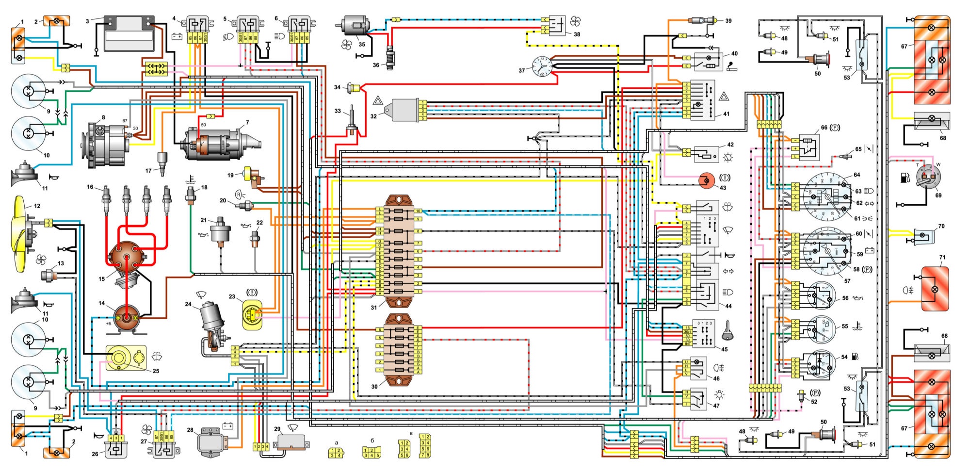 Схема электрооборудования автомобиля ВАЗ-2106