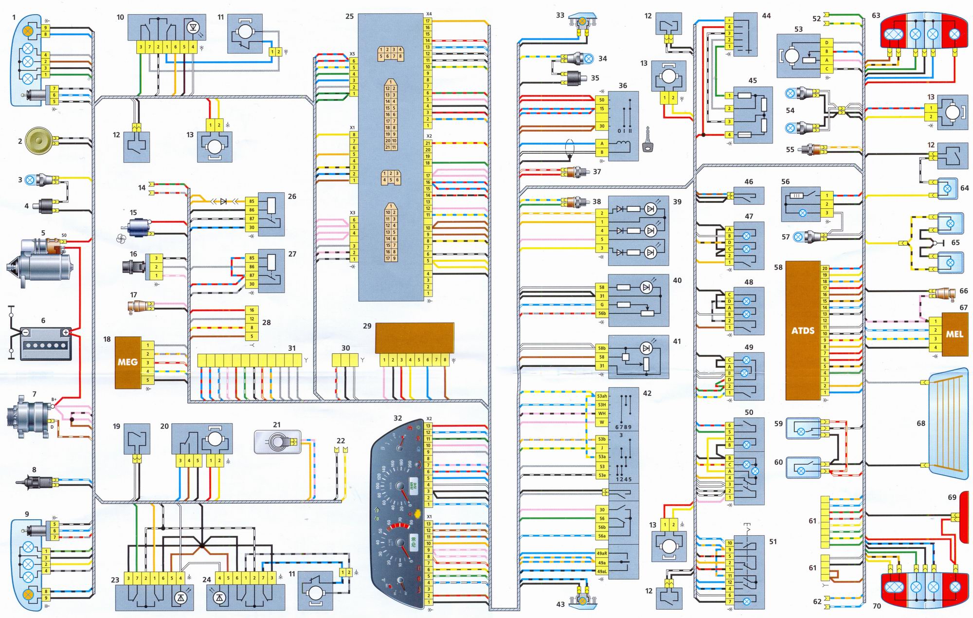 Схема электрооборудования автомобилей ВАЗ-2123 Chevrolet Niva