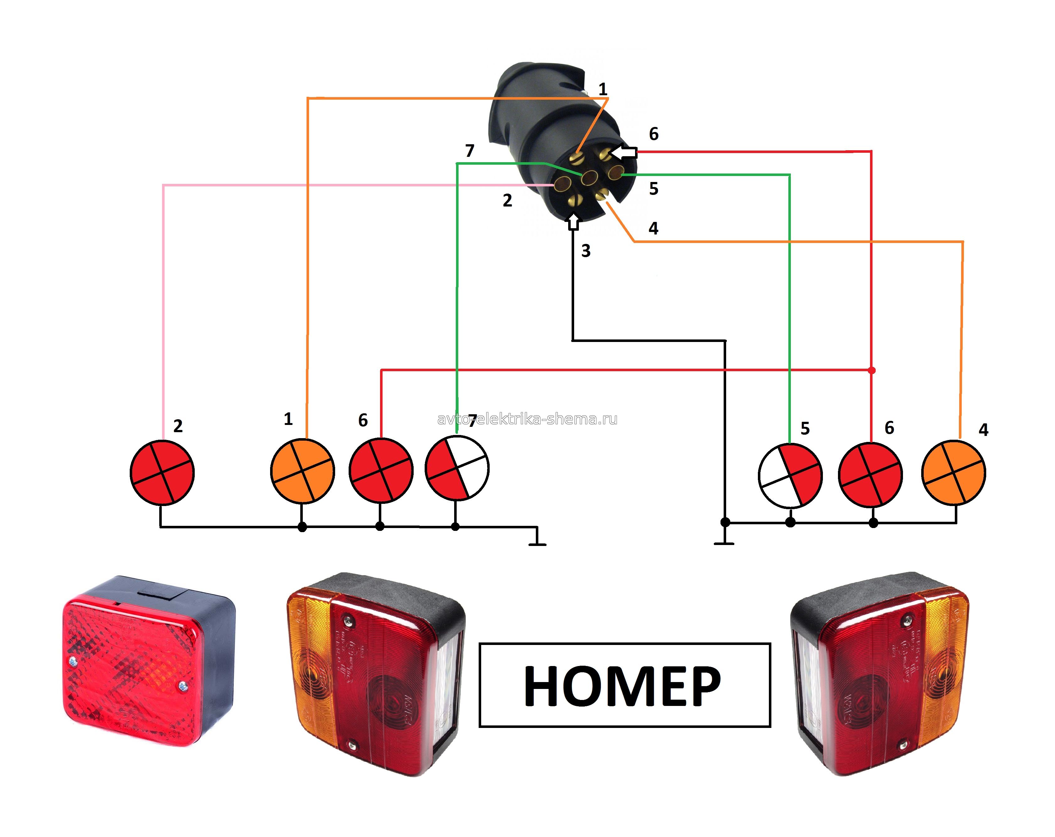 Схема электрооборудования прицепа и способ проверки всех ламп зарядным устройством