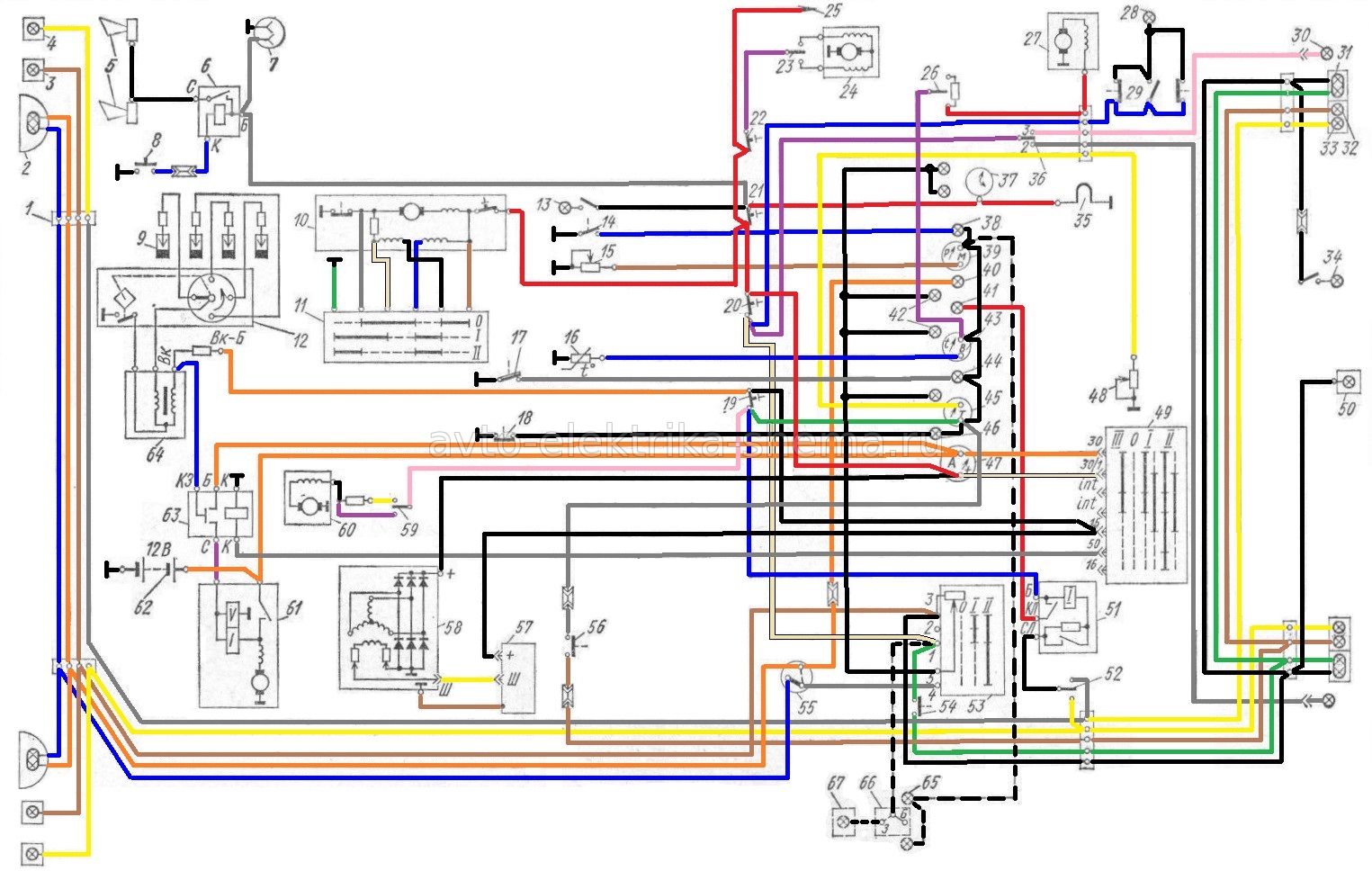 Схема электрооборудования ГАЗ 24 Волга