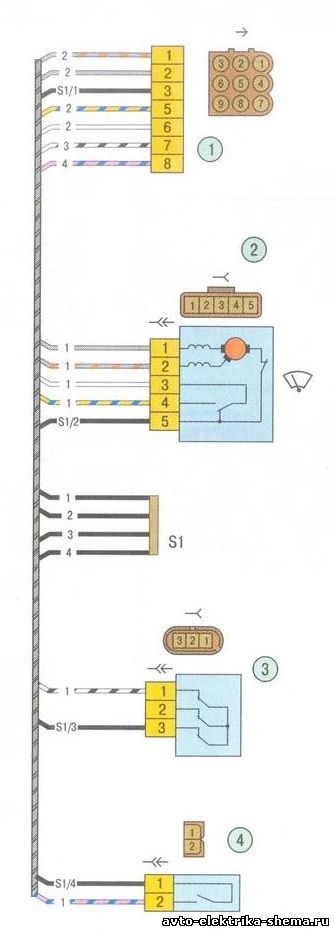 Соединения жгута проводов коробки воздухопритока ВАЗ-11183 Калина